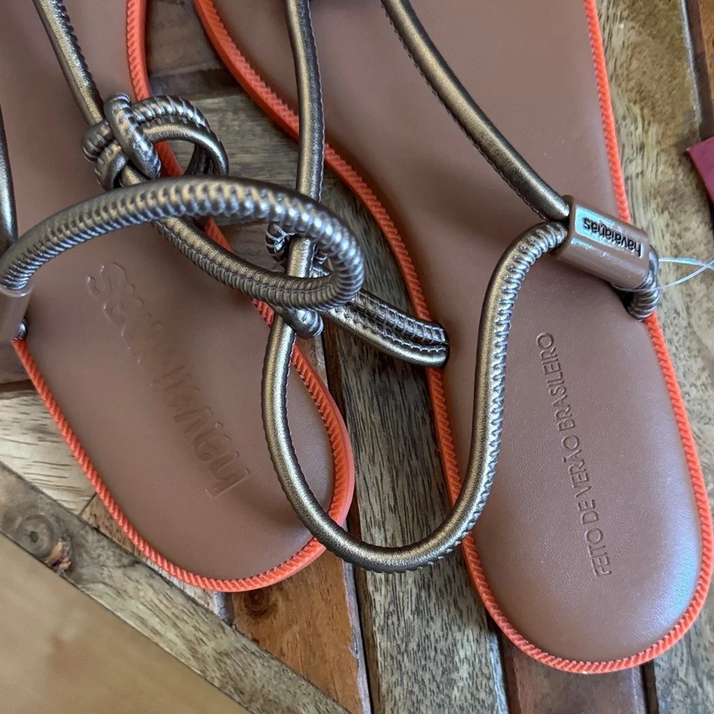 Havaianas Women's Tan and Orange Sandals - Picture 2 of 4